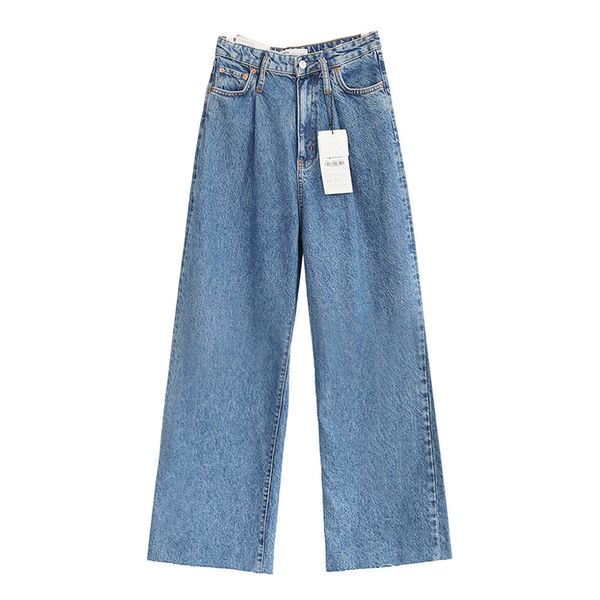 2020 women blue pleated wide leg pants woman's jeans high waist pockets long denim trousers female casual streetwear solid, Black;white
2020 women blue pleated wide leg pants woman's jeans high waist pockets long denim trousers female casual streetwear solid, Black;white