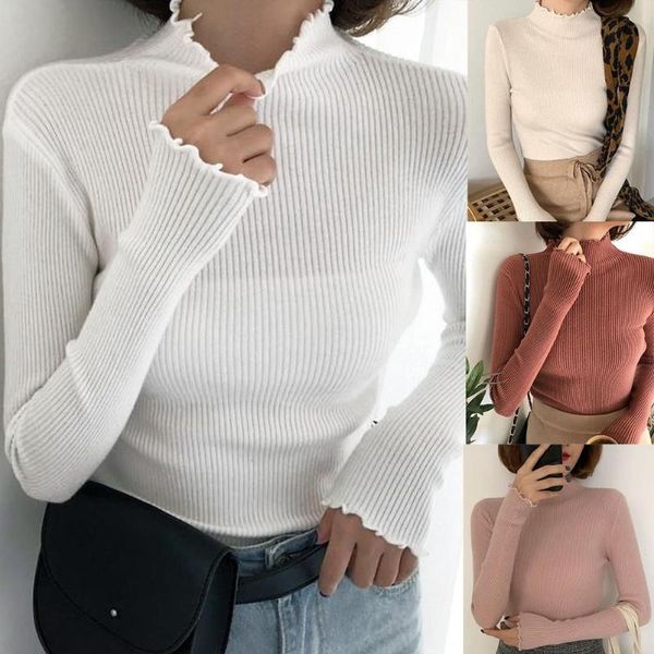 women ladies autumn lacework turtle neck ribbed elastic slim thin knitted sweater, White;black
women ladies autumn lacework turtle neck ribbed elastic slim thin knitted sweater, White;black