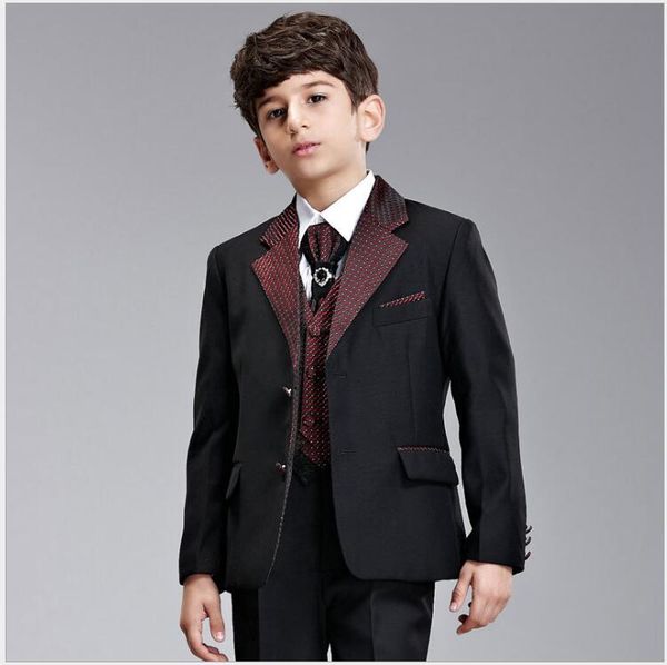 children' birthday suits boys three-piece clothing (blazer+pant+vest) wedding flower boys suits with notched lapel two buttons, Black
children' birthday suits boys three-piece clothing (blazer+pant+vest) wedding flower boys suits with notched lapel two buttons, Black
