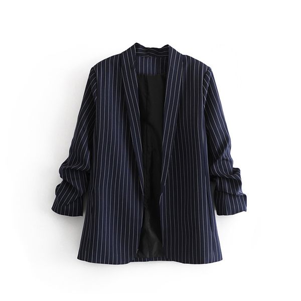 buttoned striped pleated sleeves blazer women's 2019 spring and summer new casual fashion striped office ladies suit b103, White;black
buttoned striped pleated sleeves blazer women's 2019 spring and summer new casual fashion striped office ladies suit b103, White;black