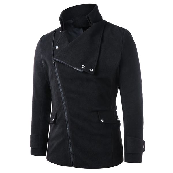 men winter coats stand collar flap pockets oblique zip up jacket man clothing black outwear autumn garment, Black;brown
men winter coats stand collar flap pockets oblique zip up jacket man clothing black outwear autumn garment, Black;brown