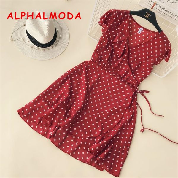 alphalmoda women polka dot ruffled trim summer chiffon dress cross lacing up v-collar ladies chic frisk vestidos, Black;pink
alphalmoda women polka dot ruffled trim summer chiffon dress cross lacing up v-collar ladies chic frisk vestidos, Black;pink