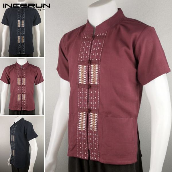 incerun 2020 chinese style shirt men printed short sleeve button streetwear elegant casual tang suit stand collar pockets camisa, White;black
incerun 2020 chinese style shirt men printed short sleeve button streetwear elegant casual tang suit stand collar pockets camisa, White;black