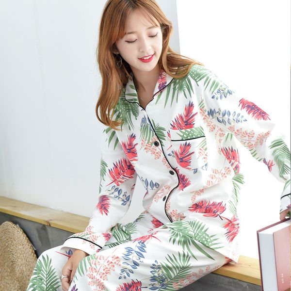 100% cotton pajamas long-sleeved pyjamas women spring and autumn fresh sweet cotton korean pijama mujer leaves print sleepwear, Blue;gray
100% cotton pajamas long-sleeved pyjamas women spring and autumn fresh sweet cotton korean pijama mujer leaves print sleepwear, Blue;gray