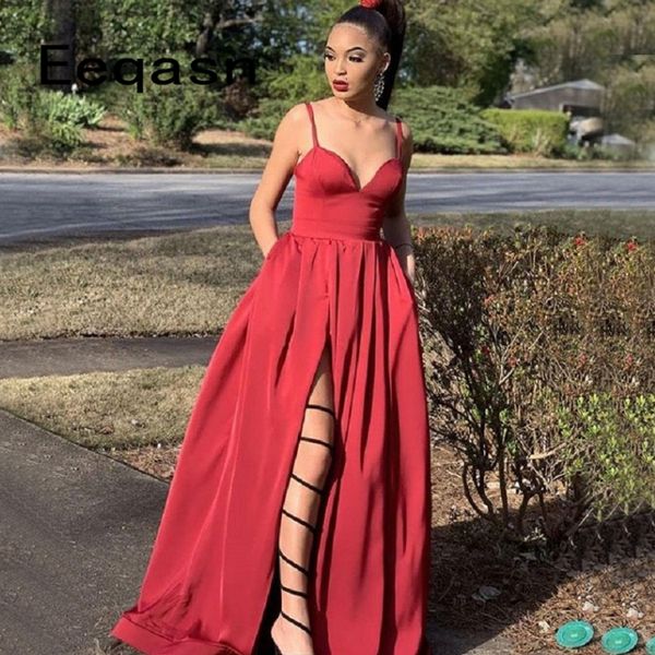 new elegant long prom dress with pockets slit a-line sweep train formal gown evening dresses 2019 wome party vestidos gala, White;black
new elegant long prom dress with pockets slit a-line sweep train formal gown evening dresses 2019 wome party vestidos gala, White;black