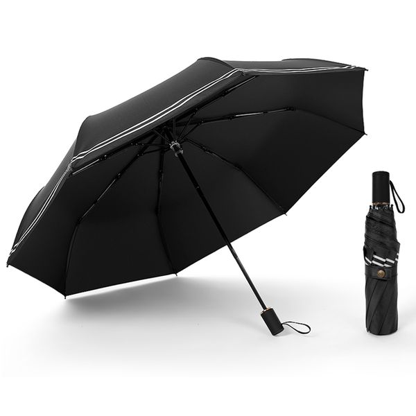 

8 bone 190t nylon pongee non automatic umbrella sun 3 folding fiberglass strong windproof rain for women men travel umbrellas