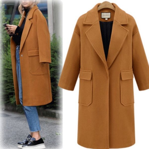 women winter coats 2020 autumn and winter new large size women's solid color lapel windbreaker loose long wool coat female, Black
women winter coats 2020 autumn and winter new large size women's solid color lapel windbreaker loose long wool coat female, Black