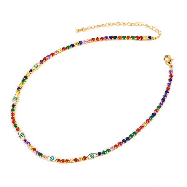 color copper zircon necklace european and american simple eyes female short colorful stone choker chain, Golden;silver
color copper zircon necklace european and american simple eyes female short colorful stone choker chain, Golden;silver