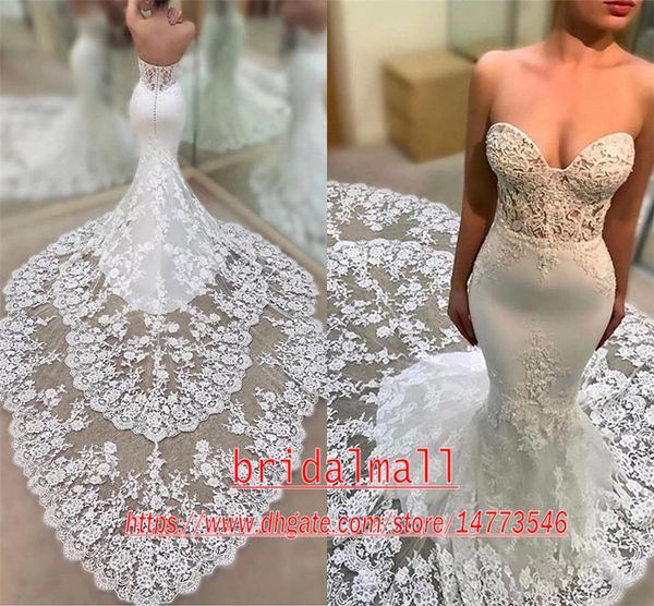 robes de mariée 2020 vintage sweetheart appliques lace wedding dresses mermaid long bridal gowns buttons back beach wedding dress plus size, White
robes de mariée 2020 vintage sweetheart appliques lace wedding dresses mermaid long bridal gowns buttons back beach wedding dress plus size, White