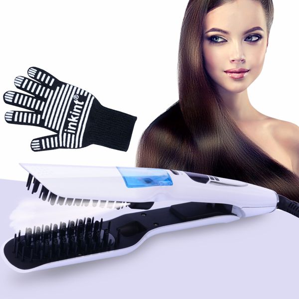 lcd vapor ceramic hair straightener straightening brush comb fast heated steam flat iron smooth water moisturizing harmless s50, Black
lcd vapor ceramic hair straightener straightening brush comb fast heated steam flat iron smooth water moisturizing harmless s50, Black