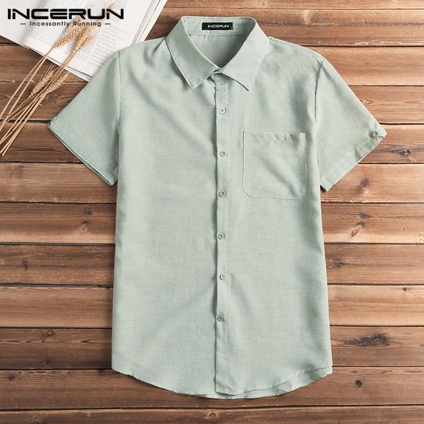 incerun fashion men shirt short sleeve button solid slim fit blouse men casual streetwear basic dress shirt camisa 2019, White;black
incerun fashion men shirt short sleeve button solid slim fit blouse men casual streetwear basic dress shirt camisa 2019, White;black