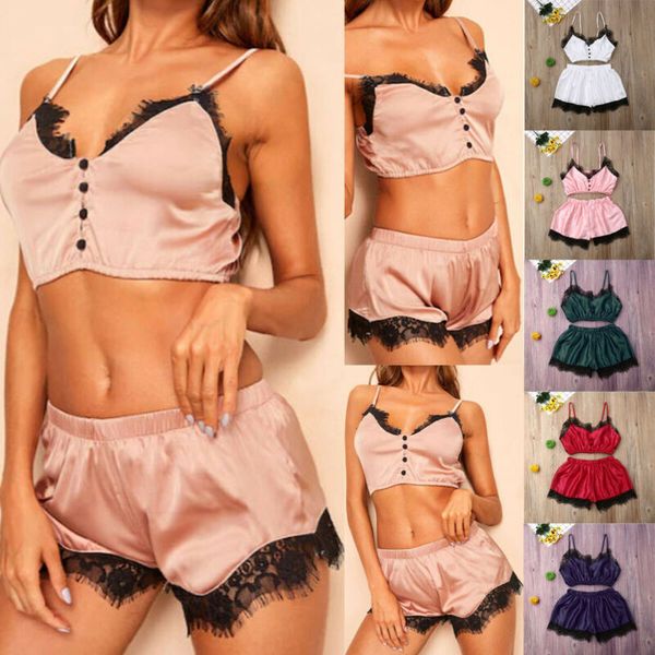 new style women exotic sets summer women's pajamas silk pijamas sleepwear deep v sling lingerie set lace patchwork 2019 hot, Red;black
new style women exotic sets summer women's pajamas silk pijamas sleepwear deep v sling lingerie set lace patchwork 2019 hot, Red;black