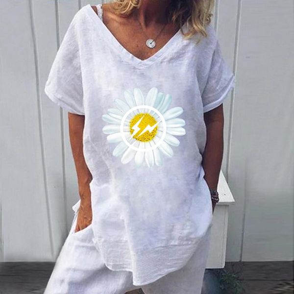 women's shirt vintage kimono women's small daisies print short sleeve v neck summer blouse linen material, White
women's shirt vintage kimono women's small daisies print short sleeve v neck summer blouse linen material, White