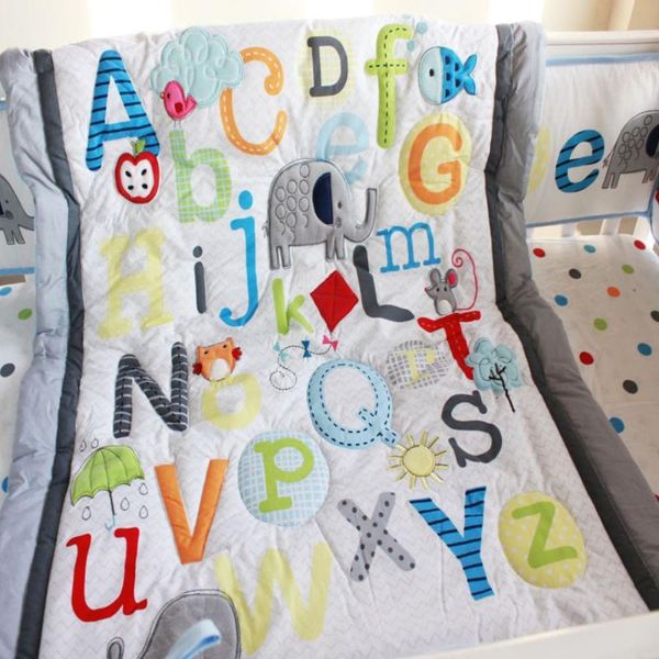 baby cot organizer 7pcs crib bedding set embroidery 3d letter elephant cot bedding early education bed skirt baby quilt bumper
baby cot organizer 7pcs crib bedding set embroidery 3d letter elephant cot bedding early education bed skirt baby quilt bumper