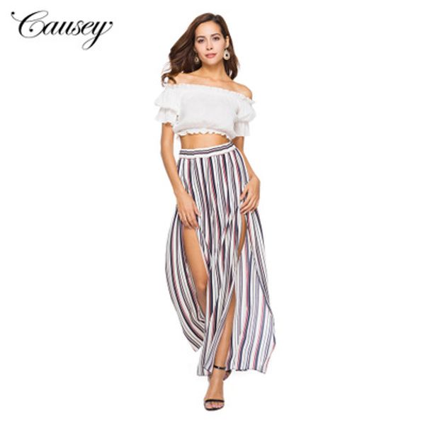 2020 luxury wide stiped pattern leg pants fashion designer casual work women chiffon vintage brand capris, Black;white
2020 luxury wide stiped pattern leg pants fashion designer casual work women chiffon vintage brand capris, Black;white