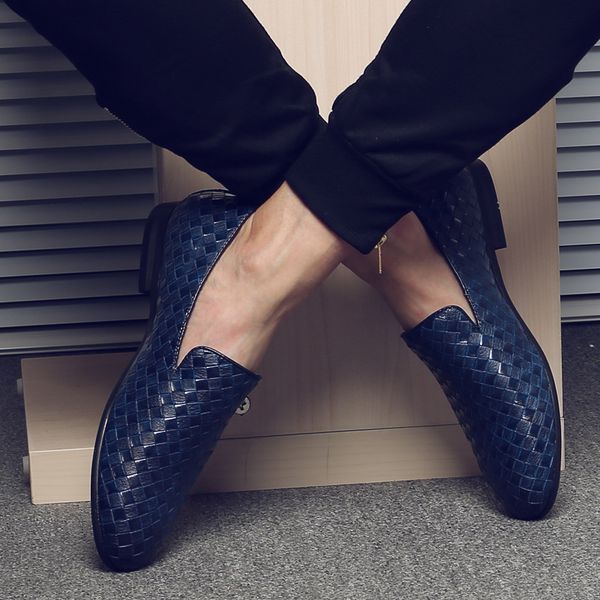 pu leather knit flat loafers men fashion new designer casual slip-on pointed toe party dress breathable shoes, Black
pu leather knit flat loafers men fashion new designer casual slip-on pointed toe party dress breathable shoes, Black