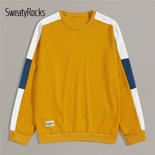 sweatyrocks men yellow contrast panel letter patched sweatshirt streetwear active wear jumpers 2019 fall casual sweatshirts, Black
sweatyrocks men yellow contrast panel letter patched sweatshirt streetwear active wear jumpers 2019 fall casual sweatshirts, Black