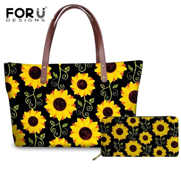 forudesigns handbags women bags sunfloral print lady larger shoulder bags yellow flower casual female beach