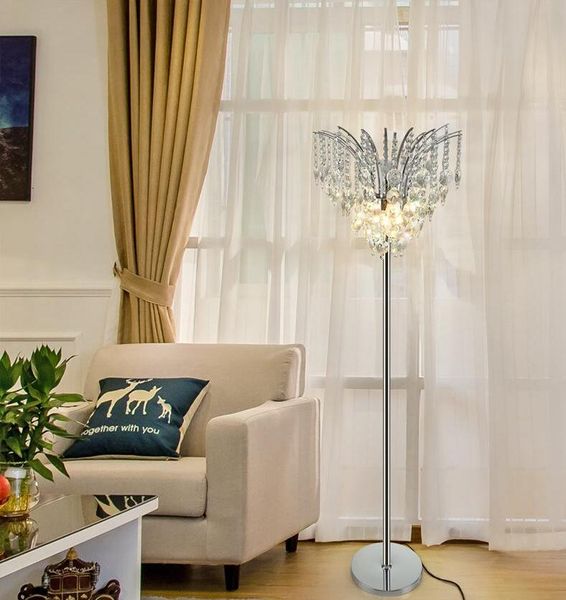 Luxury Led Crystal Floor Lamp Simple Modern Crystal Table Lamp Study Standing Light For Bedroom Living Room Creative Post-modern Floor Light