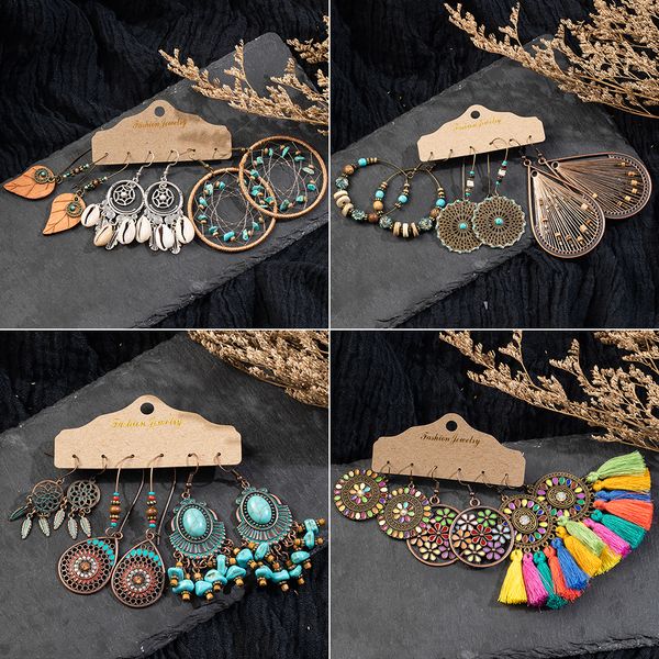 bohemia sea shells drop earrings for women sets vintage ethnic big round stones wooden tassel fringe earring women's set jewelry, Silver
bohemia sea shells drop earrings for women sets vintage ethnic big round stones wooden tassel fringe earring women's set jewelry, Silver