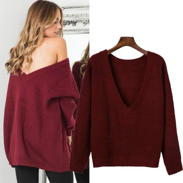 2019 new backless v-neck sweater women pullover autumn winter casual knitted sweater femme tricot pullover jumpers, White;black
2019 new backless v-neck sweater women pullover autumn winter casual knitted sweater femme tricot pullover jumpers, White;black