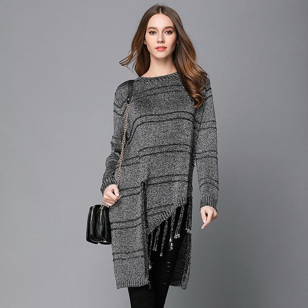 women's sweater autumn and winter comfortable wild long sleeve irregular tassel sweater loose o neck sweater, White;black
women's sweater autumn and winter comfortable wild long sleeve irregular tassel sweater loose o neck sweater, White;black