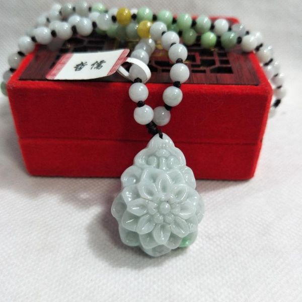 zheru jewelry pure natural jadeite light green peony pendant tricolor jadeite bead necklace a class a certificate, Silver
zheru jewelry pure natural jadeite light green peony pendant tricolor jadeite bead necklace a class a certificate, Silver