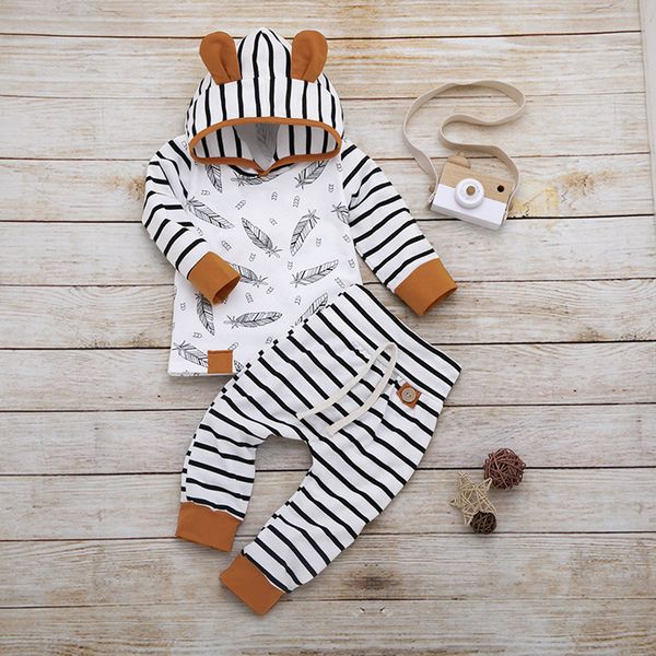baby boy feather hooded t shirt striped pants 2pcs sets cotton long sleeve newborn infant outfit 2019 new fashion clothes, White
baby boy feather hooded t shirt striped pants 2pcs sets cotton long sleeve newborn infant outfit 2019 new fashion clothes, White