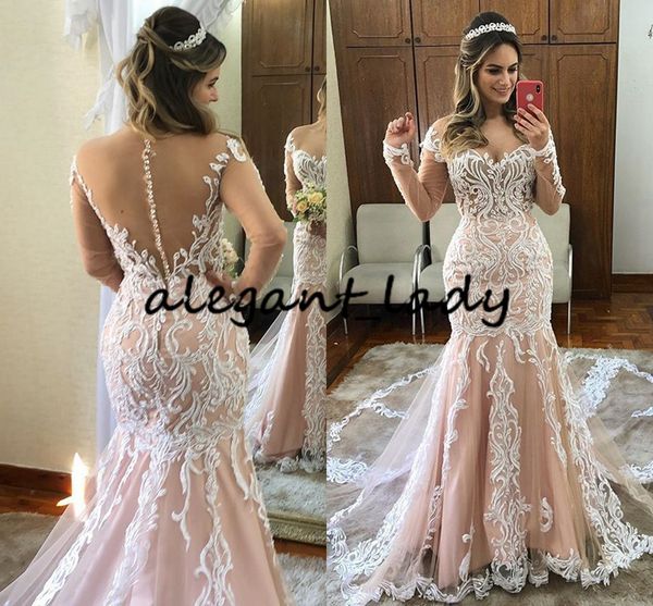 nude lining mermaid garden wedding dresses 2020 illusion long sleeve sheer o-neck lace applique country bride robe de mariee, White
nude lining mermaid garden wedding dresses 2020 illusion long sleeve sheer o-neck lace applique country bride robe de mariee, White