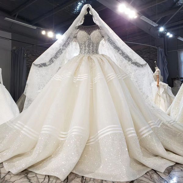 2020 latest wedding dress veil short sleeves crystals ball gown tussle shining appliques lace up back beading sequined pleats dresses, White
2020 latest wedding dress veil short sleeves crystals ball gown tussle shining appliques lace up back beading sequined pleats dresses, White