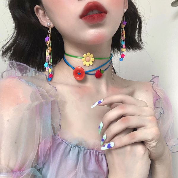 hz new 2019 korea chic flower button colorful acrylic fruit sweet short chain necklace bracelet for women jewelry gifts party, Golden;silver
hz new 2019 korea chic flower button colorful acrylic fruit sweet short chain necklace bracelet for women jewelry gifts party, Golden;silver