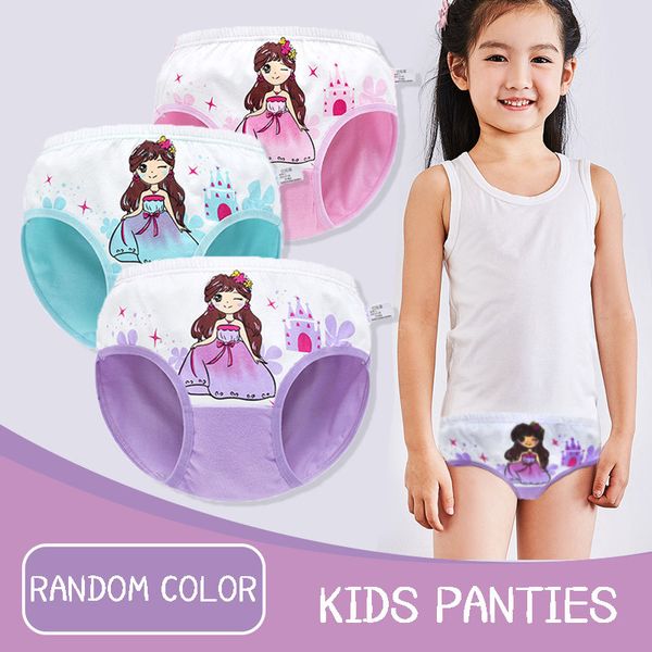 1pc Random Color Girl Kids Panties Baby Cotton Briefs Female Child Underwear Lovely Cartoon Printed Underpants Children Clothing