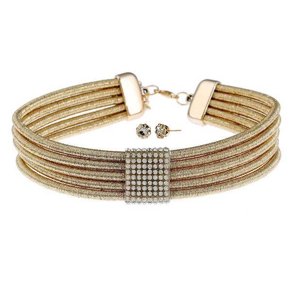 new trendy fashion luxury designer exaggerated multi layer rope diamond earring choker statement necklace set for women, Silver
new trendy fashion luxury designer exaggerated multi layer rope diamond earring choker statement necklace set for women, Silver