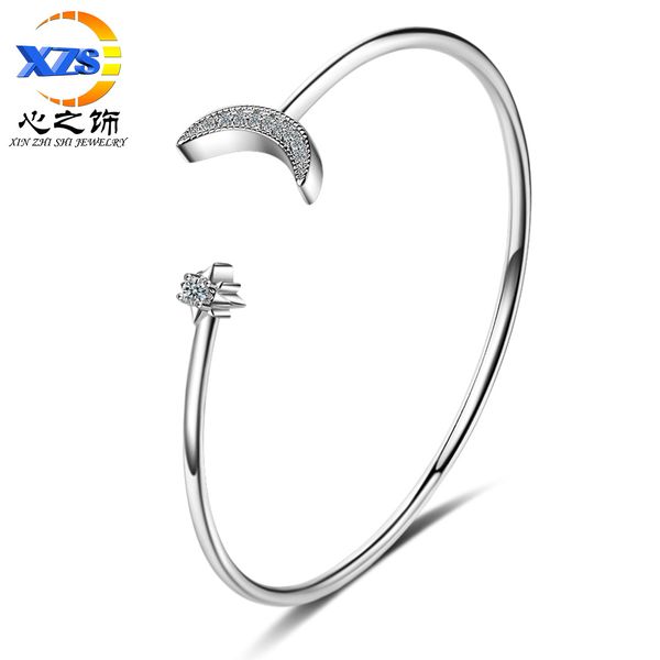 moon and stars bracelet womens japanese-style korean-style-style diamond moon curved open bangle womens, White
moon and stars bracelet womens japanese-style korean-style-style diamond moon curved open bangle womens, White
