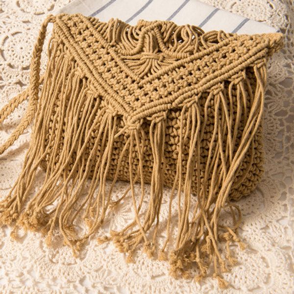 

luxury women straw bags bohemian rattan female beach handbag circle lady weave messenger bag handmade kintted crossbody tassel