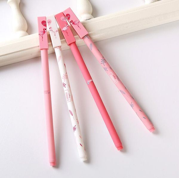 2 Pcs/set Lytwtw's Lover Kawaii Cute Animals Flamingo School Supplies Office Gel Pen Handles Creative Cute Gift Stationery