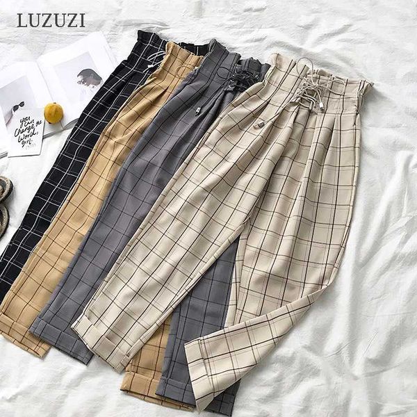 luzuzi japanese harajuku casual pants women 2020 fashion lace up high waist ankle length loose plaid harem pants streetwear, Black;white
luzuzi japanese harajuku casual pants women 2020 fashion lace up high waist ankle length loose plaid harem pants streetwear, Black;white