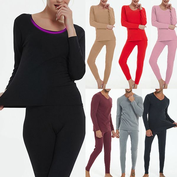 gym clothing heflashor women two piece sets autumn winter warm tracksuit for men underwear shirt pants slim plus size suit, White;black