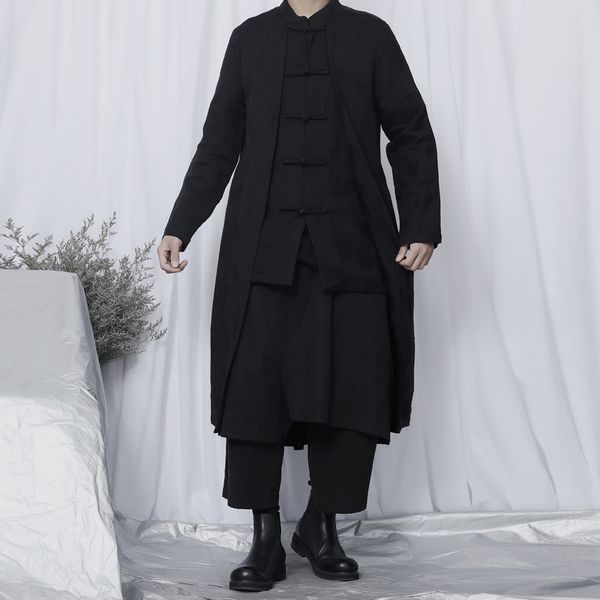 ewq / men's wear cotton linen windbreaker male black white chinese style han suit plate buckle long sleeve long coat 2020 9y2520, Tan;black
ewq / men's wear cotton linen windbreaker male black white chinese style han suit plate buckle long sleeve long coat 2020 9y2520, Tan;black