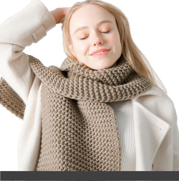 вязаный шарф мода сплошной цвет малыш мягкие теплые шарфы ручной работы сплошной цвет шарф утолщенные мужские и женские вязаные шейные платк, Blue;gray