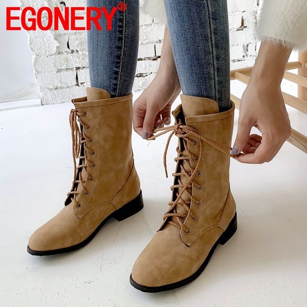 egonery woman shoes 2019 winter new concise casual round toe mid calf boots outside comfortable cross-tied shoes drop shipping, Black
egonery woman shoes 2019 winter new concise casual round toe mid calf boots outside comfortable cross-tied shoes drop shipping, Black