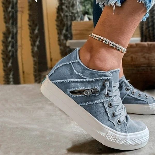 loozykit spring new canvas shoes women tide thick bottom student shoes cloth, Black