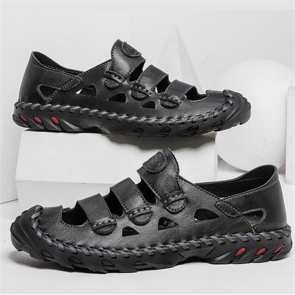 summer men's sandals genuine cow leather business casual shoes men's breathable design outdoor beach sandals roman water sneaker, Black
summer men's sandals genuine cow leather business casual shoes men's breathable design outdoor beach sandals roman water sneaker, Black