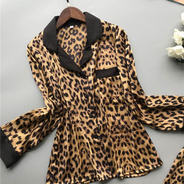 2019 autumn women's pajamas sets with pants silk homewear satin leopard print pijama long sleeve pyjamas thin sleepwear, Black;red
2019 autumn women's pajamas sets with pants silk homewear satin leopard print pijama long sleeve pyjamas thin sleepwear, Black;red