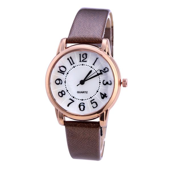 digits wristwatch analog display buckle round artificial leather women watch fabala glass mirror quartz alloy pointer 8 colors, Slivery;brown
digits wristwatch analog display buckle round artificial leather women watch fabala glass mirror quartz alloy pointer 8 colors, Slivery;brown