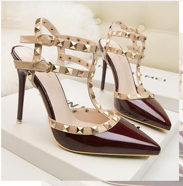 designer pointed toe 2-strap with studs high heels patent leather rivets sandals women studded strappy dress shoes valentine plus size 35-39, Black
designer pointed toe 2-strap with studs high heels patent leather rivets sandals women studded strappy dress shoes valentine plus size 35-39, Black