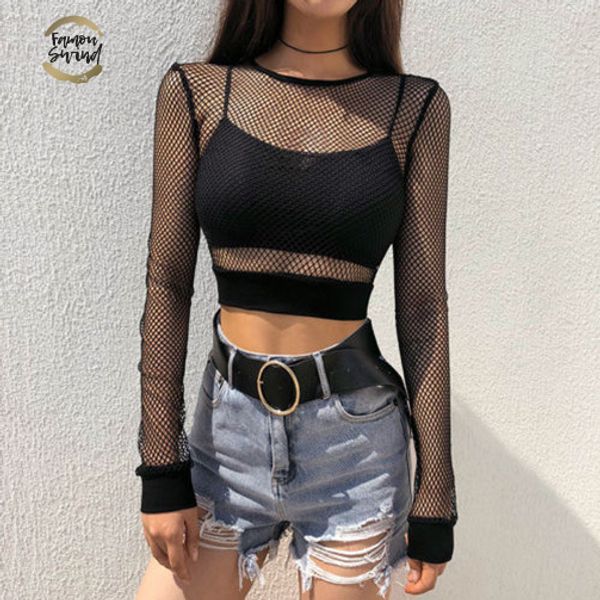 women t-shirt solid black mesh long sleeve perspective mesh fishnet crop t-shirt drop shipping, White
women t-shirt solid black mesh long sleeve perspective mesh fishnet crop t-shirt drop shipping, White