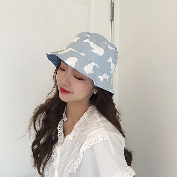 leayh men women two sided bucket hats dome printing cartoon sun hip hop cap reversible outdoor fishing hat