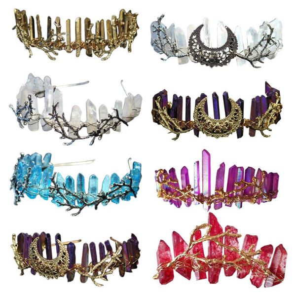 2020 women crossed faux raw crystal queen tiara alloy tree branch crown aura headband, Golden;silver
2020 women crossed faux raw crystal queen tiara alloy tree branch crown aura headband, Golden;silver