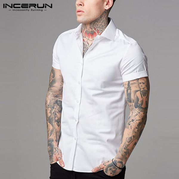 new chic social men shirts dress short sleeve summer tee plain white shirt casual slim fit camisetas masculina man blouse, White;black
new chic social men shirts dress short sleeve summer tee plain white shirt casual slim fit camisetas masculina man blouse, White;black